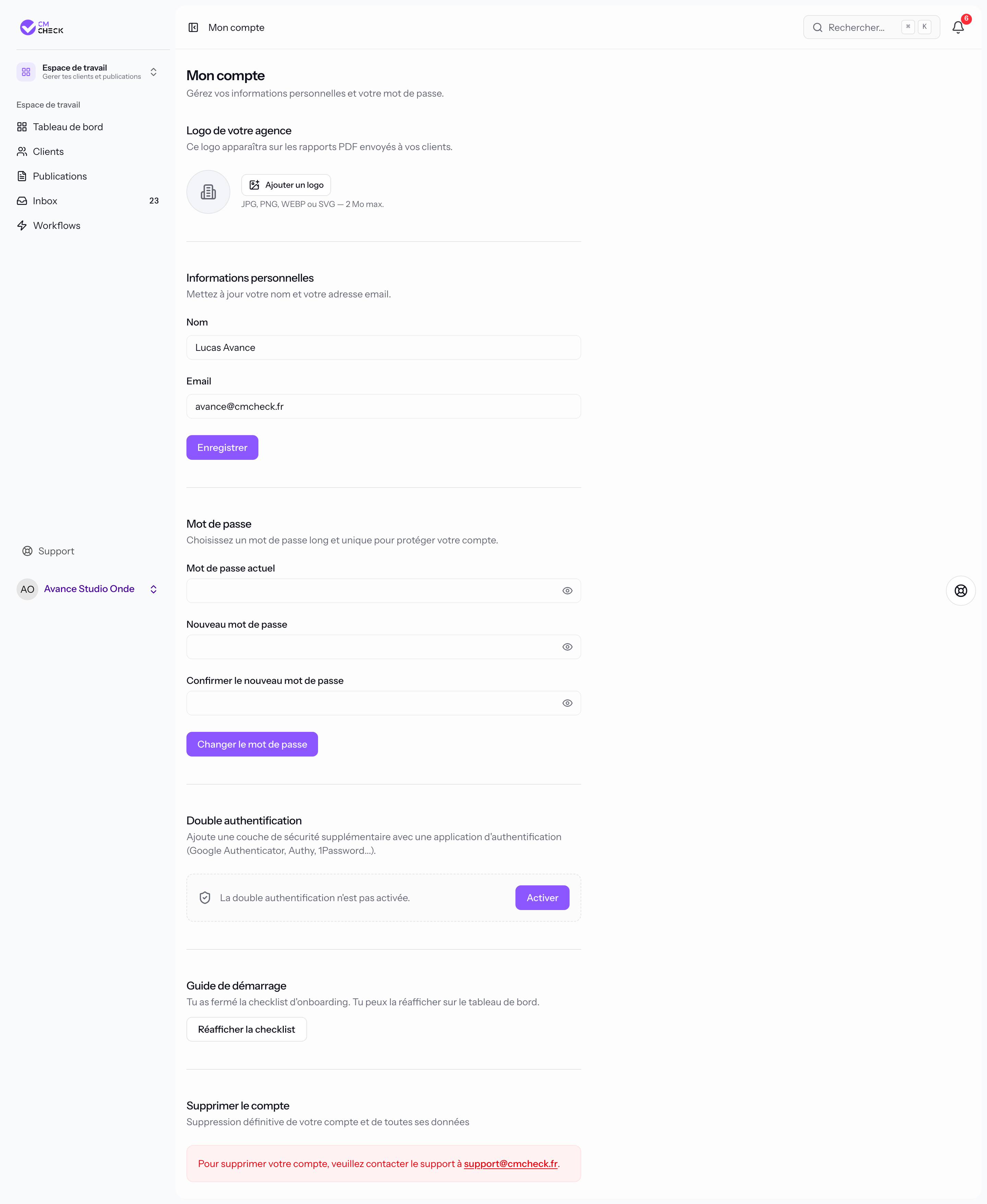 Page profil