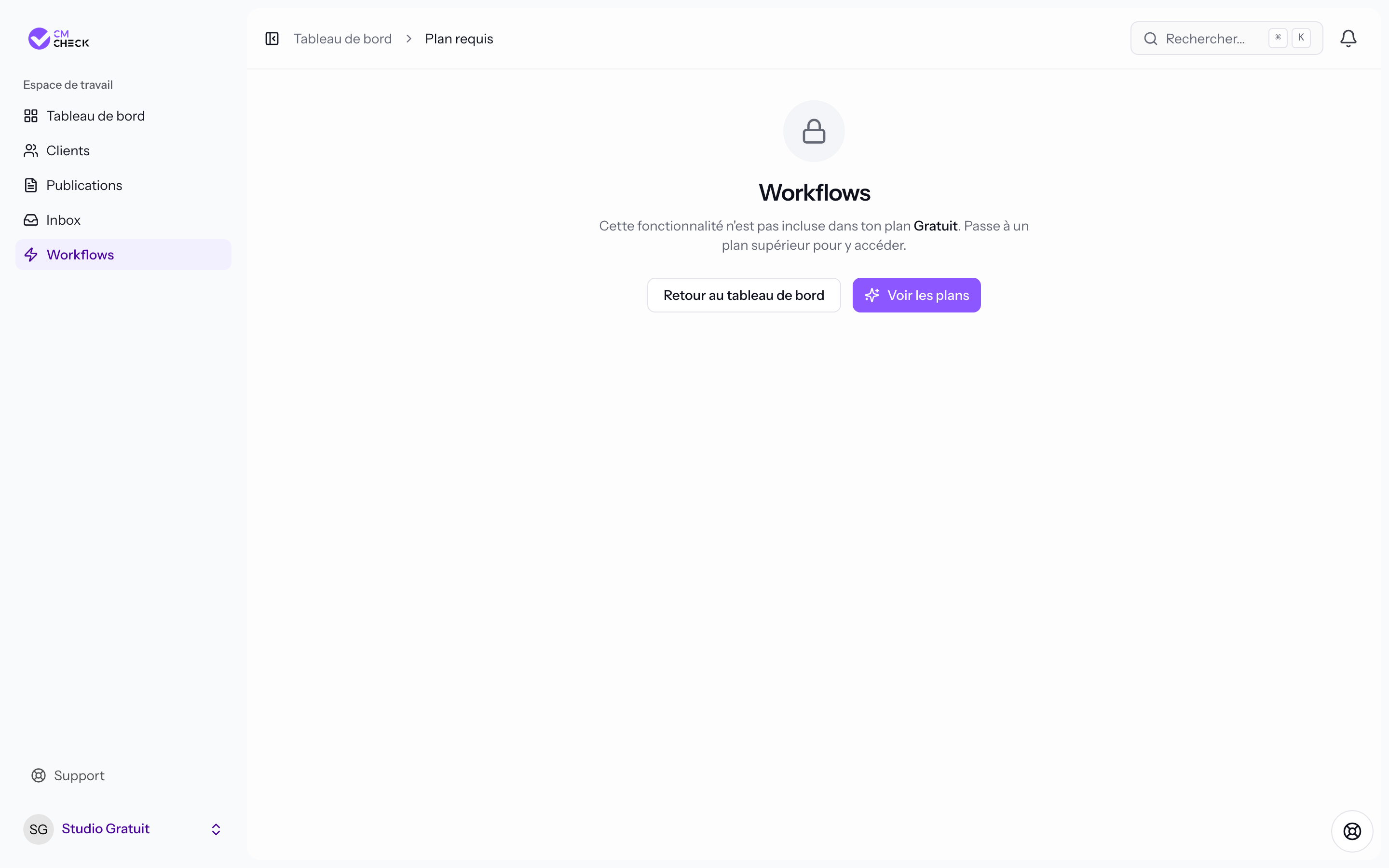 Workflows bloqué Gratuit
